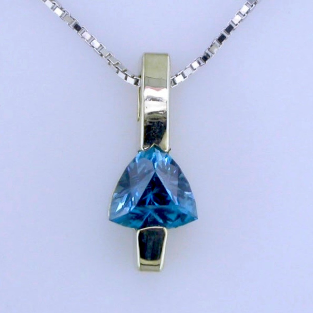 14k blue topaz pendant